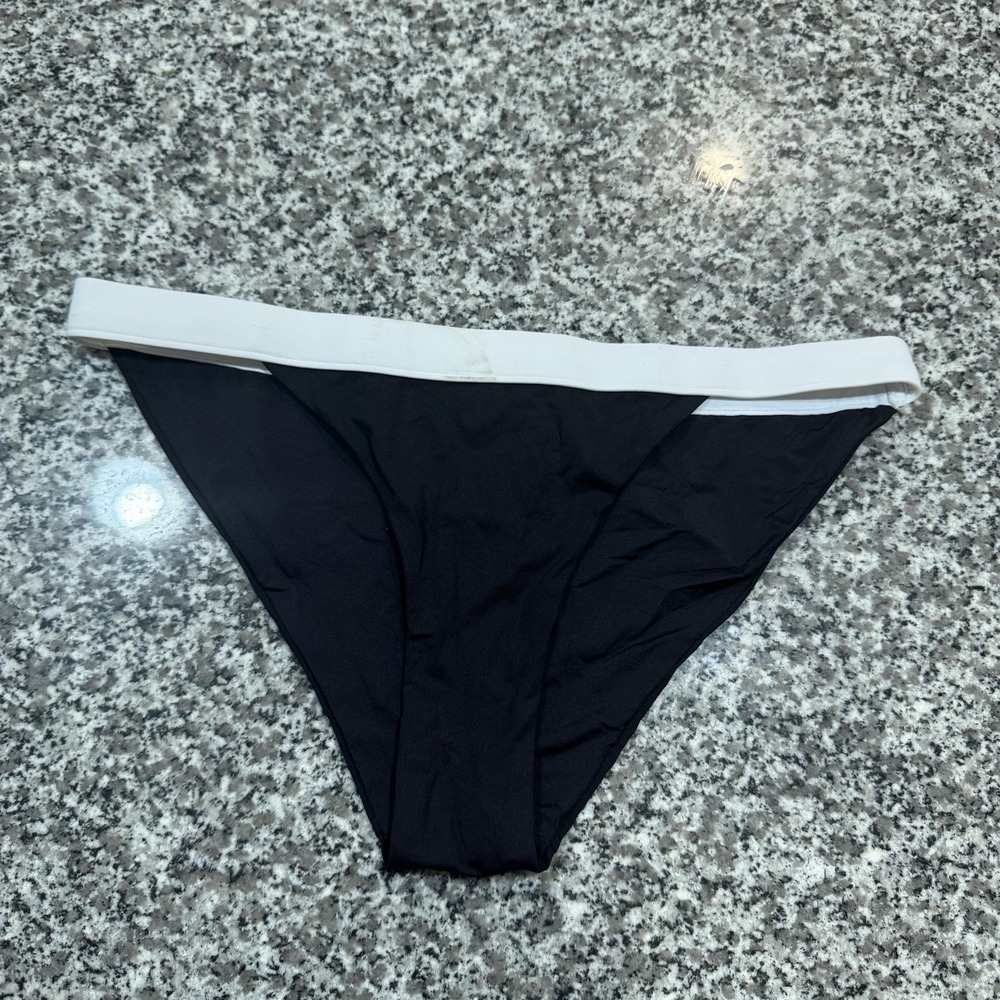 Onia Bikini Bottom Womens Large Black White‎ Swim Briefs Classic Minimalist